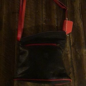 genuine leather made in italy black red trim